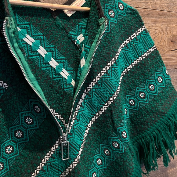 Hand Made Poncho with fringe - Picture 2 of 5